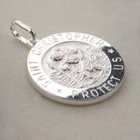 Sterling Silver 12mm 3D St Christopher Pendant With Free Engraving & Chain