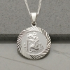 Sterling Silver 20mm Diamond Cut St Christopher Pendant With Optional Personalisation and Chain