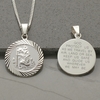 Sterling Silver 20mm Diamond Cut St Christopher Pendant With Travellers Prayer and Optional Chain