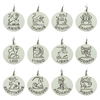 Sterling Silver 20mm Round Zodiac Pendant Necklace With Optional Engraving