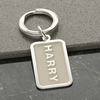 Sterling Silver 3D Name Rectangle Keyring With Optional Engraving