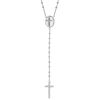 Sterling Silver 3mm Bead CZ Set Rosary Necklace