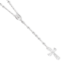 Sterling Silver 3mm Rosary Bead Necklace