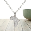 Sterling Silver and CZ Africa Map Pendant with Optional Chain