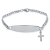 Sterling Silver Baby and Childrens ID Bracelet With Cross & Optional Engraving