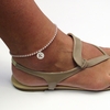 Sterling Silver Bead Ball Anklet With Initial Disc Charm