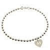 Sterling Silver Bead Ball Anklet With Initial Heart Charm