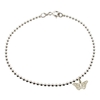 Sterling Silver Bead Ball Anklet With Butterfly Charm 