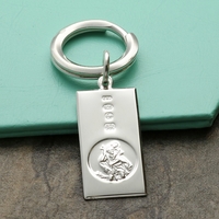 Sterling Silver Custom Hallmarked Large St Christopher Ingot Keyring With Optional Engraving