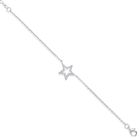 Sterling Silver CZ Set Star Necklace