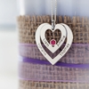 Sterling Silver Double Heart Personalised Necklace With Ruby