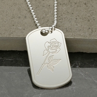 Sterling Silver English Rose Dog Tag With Engraving