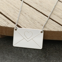 Sterling Silver Engraved Envelope Necklace