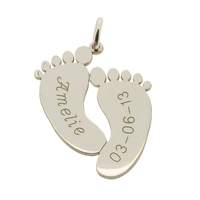 Sterling Silver Engraved Footprints Pendant