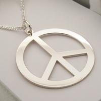 Sterling Silver Engraved Peace CND Coin Disc Pendant 