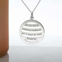 Sterling Silver Engraved Round Waves Pendant