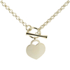 Sterling Silver Ladies T Bar Necklace With Heart Charm and Optional Engraving