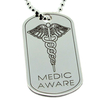 Sterling Silver Medic Aware Eagle Large Dog Tag With Engraving