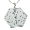 Sterling Silver Medic Aware Hexagon Cross Snake Pendant & Optional Chain