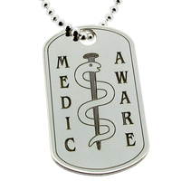 Sterling Silver Medic Aware Snake Dog Tag With Engraving