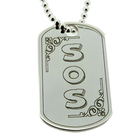 Sterling Silver Medical Alert SOS Large Dog Tag With Engraving