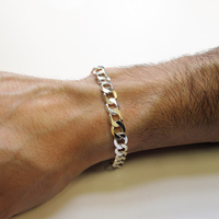 Sterling Silver Mens Flat Diamond Cut Curb Link Bracelet