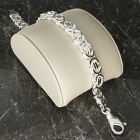 Sterling Silver Mens Heavy 8mm Byzantine Bracelet