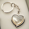 Sterling Silver Mother of Pearl Heart Keyring With Optional Engraving