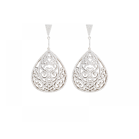Sterling Silver Ornate Earrings With White CZ Stones