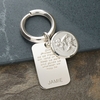 Sterling Silver Personalised Rectangle St Christopher Keyring With Travellers Prayer