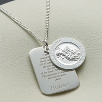 Sterling Silver Personalised St Anthony With Concealed St Anthony Prayer and Optional Engraving