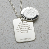 Sterling Silver Personalised St Michael With Concealed St Michaels Prayer and Optional Engraving
