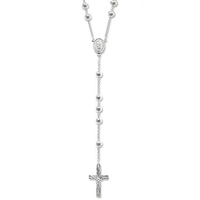 Sterling Silver Rosary 5mm Bead Necklace