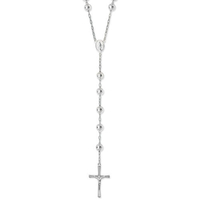 Sterling Silver Rosary 8mm Bead Necklace