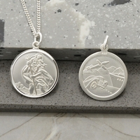 Sterling Silver Round Reversible St Christopher Pendant With Optional Chain