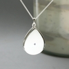 Sterling Silver Tear Drop Locket Set With CZ Crystal With Optional Engraving & Chain