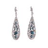 Sterling Silver Teardrop Earrings With White CZ & Blue Cabouchon Stones