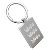 Three Lions Mirror Polished Rectangle Keyring With Optional Engraving