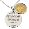 Yellow Gold Plated & Sterling Silver Personalised Round St Christopher With Travellers Prayer