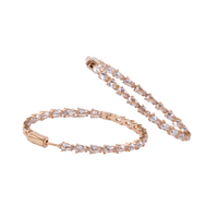 Yellow Gold Plated Large Hoop Earrings With White CZ Stones