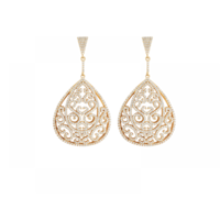 Yellow Gold Plated Ornate Earrings With White CZ Stones