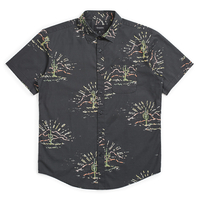 Brixton Washed Black Charter Print S/S Shirt - X-Large