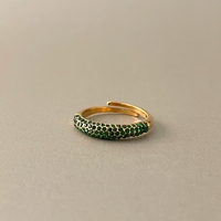 Esha Luxe 18k Gold Plated Domed Emerald Pave Ring