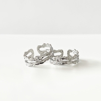 India Silver Tone Irregular Wave Ring