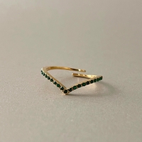 Marina Luxe 18k Gold Plated Skinny Emerald Wishbone Ring