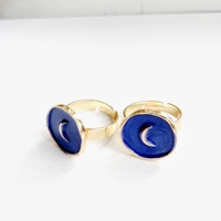 Starry Night Crescent Moon Ring