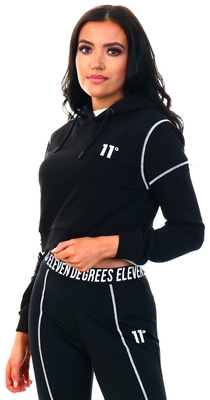 11 Degrees Black Cropped
Contrast Coverstitch Pullover
Hoodie
