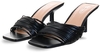 Black Pu Mule Heel Sandal