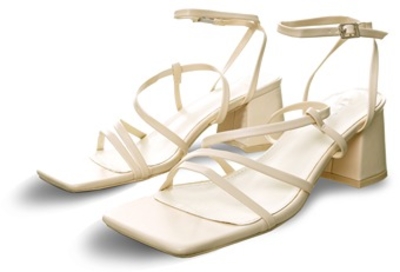 Ecru Square Toe Lace Up Block
Mid Heeled Sandals