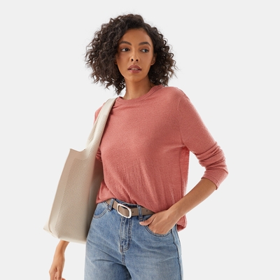 Wool Jacquard Sweater-Peach
Pink